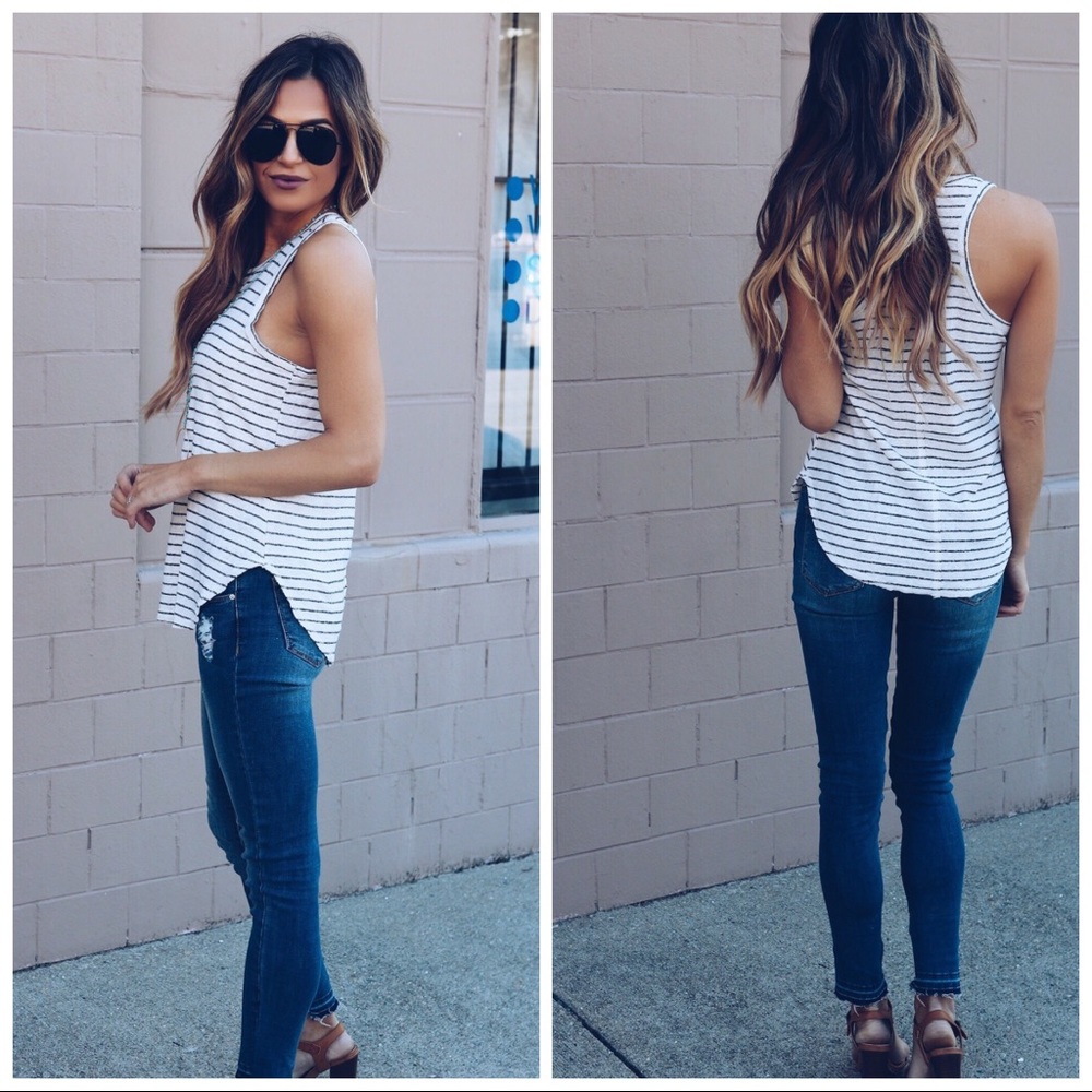 1 DAY SALE-FIRM‼️ Rae Racerback Tank-Ivory/Black - Picture 3 of 5